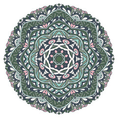 Seamless vintage Ceramic mosaic art tile. Damask vignette medallion background pattern vector design.