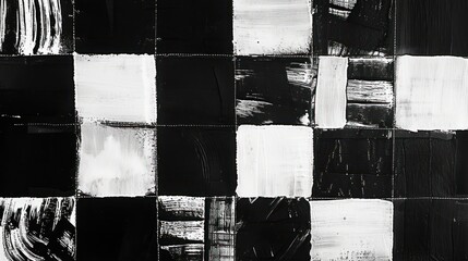 abstract black and white pattern made of squares, monotype, pattern - obrazy, fototapety, plakaty