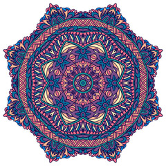 Vector seamless pattern Aztec Colorful ethnic tribal geometric psychedelic folkloric style print. Mandala floral art.