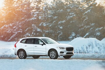 Winter’s embrace holds no barrier for this powerful SUV as it glides through the snowy terrain...