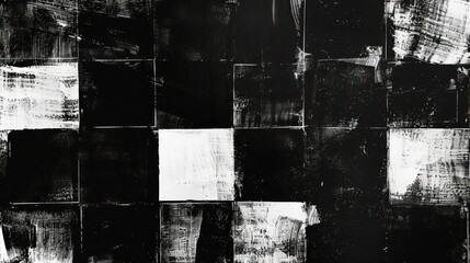 Fototapeta premium abstract black and white pattern made of squares, monotype, pattern