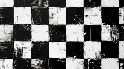 abstract black and white pattern made of squares, monotype, pattern - obrazy, fototapety, plakaty