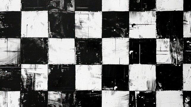 Fototapeta abstract black and white pattern made of squares, monotype, pattern