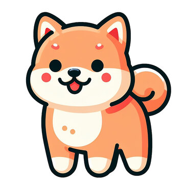 Cute Shiba Inu CDog Cartoon Logo, Isolated.
