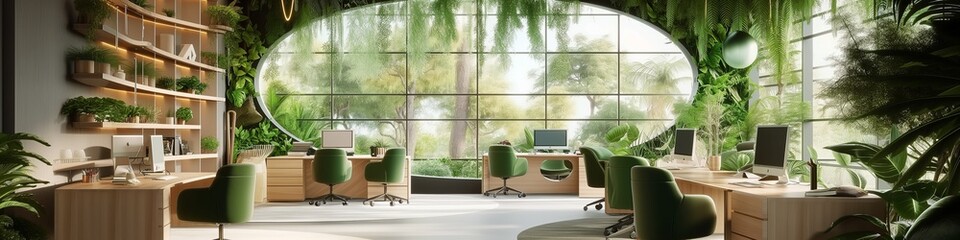 Biophilic design in modern corporate office interior