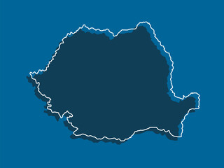 Vector outline map Romania, line border country