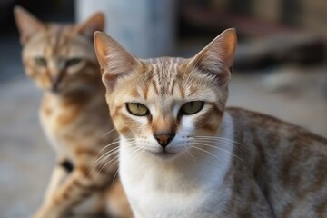 Naklejka na ściany i meble cats of Thai origin with a distinctive cream coat and dark facial markings. Generative AI