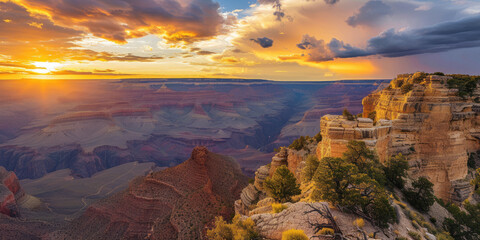 Sunrise Over the Grand Canyon Landscape - obrazy, fototapety, plakaty