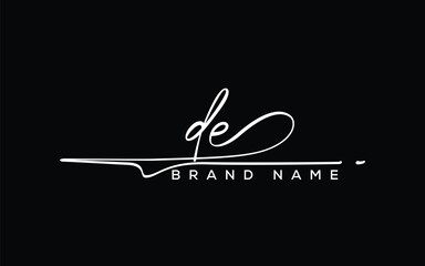DE letter beauty handwriting vector logo. 
