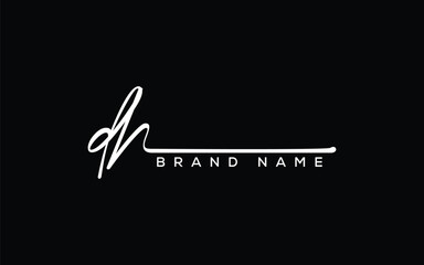 DH letter beauty handwriting vector logo.  - obrazy, fototapety, plakaty