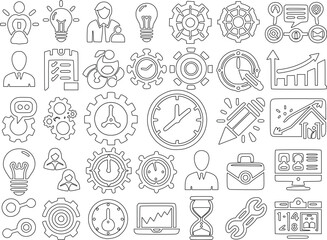 Icons for project management compilation. Concepts of planning and time management. Good collection of icons.
