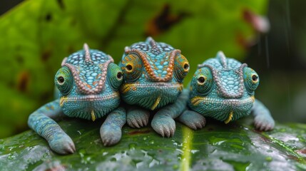 Chameleons Blending In, Fascinating photo of chameleons blending into their surroundings, showcasing their unique camouflage.