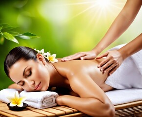Obraz na płótnie Canvas Spa body massage treatment. Advertising ready
