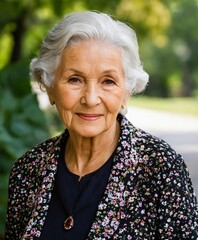 a close-up portrait of a elderly woman