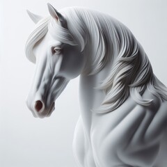 white horse portrait on white