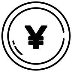 Obraz premium Yen Curency glyph and line vector illustration