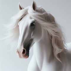 white horse portrait on white