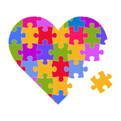 Autism awareness day illustration Heart with Puzzle