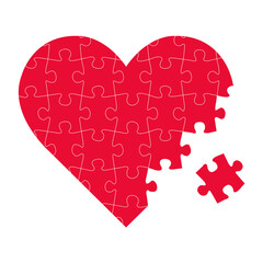 Heart Puzzle Symbol Isolated White Background