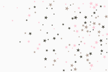Star confetti. Silver casual confetti background. Bright design pattern.