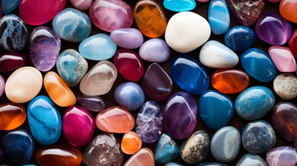 Draagtas Beautiful colored semi-precious gemstones background. © Insight