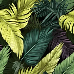 PALMS vector seamless pattern with exotic jungle leaves © DRAGOS
