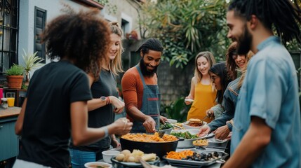 Naklejka premium Neighborhood Gathering for Street Dining