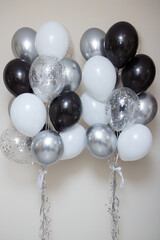 black and silver balloons for a man, happy birthday