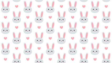 Easter / Spring Seamless pattern an Endless texture for a wallpaper or an web page background, texture. Colorful cute background with Easter bunnies / chicks / easter eggs / leafs ./ hearts or flower