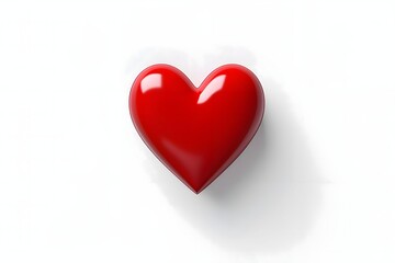 Red heart with glossy white isolated background. Heart as a symbol of affection and love.