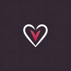 Logo concept white heart with red center, dark background. Heart as a symbol of affection and love.