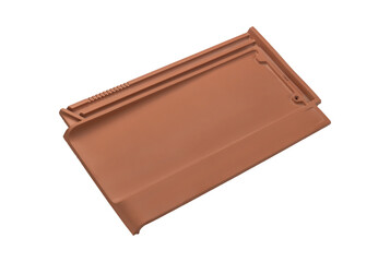 Colored Concrete Roof Tiles Isolated on White Background.