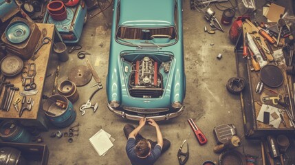 Vintage Car Restoration - obrazy, fototapety, plakaty