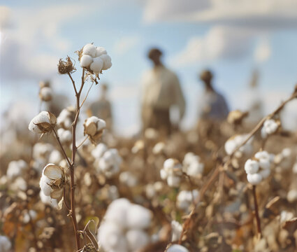 Black sharecroppers picking cotton in the early 1900s