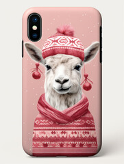 Festive Llama in Knitwear Winter-Themed Smartphone Case.