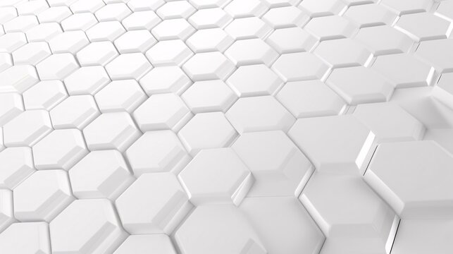 White Hexagonal Tiles Perspective