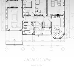 Detailed architectural background. Vector blueprint.  House interior.