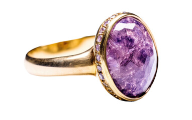 Charoite Gemstone Ring isolated on transparent Background