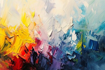 Abstract colorful acrylic oil painting on canvas wallpaper or watercolor ink paint brush strokes background - obrazy, fototapety, plakaty