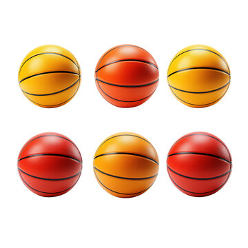 Basketball balls set isolated on transparent background