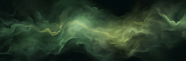 
green background with dark blue waves, in the style of liquid emulsion printing, surreal organic
