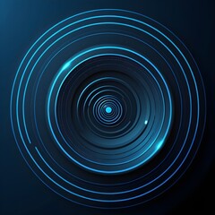 Blue abstract background with spiral circle lines, technology futuristic template. Vector illustration.