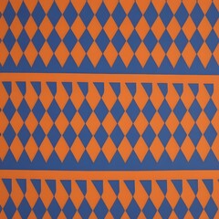 Bright orange and blue geometric stripes.