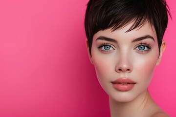 Fototapeta premium Portrait of cute 20 years old woman with beautiful face