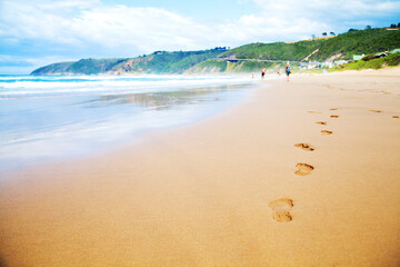 Footprints on Wilderness Beach,  South Africa