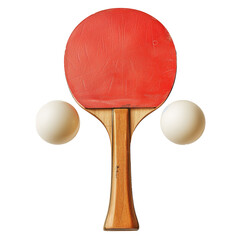 Table tennis rackets and balls isolated on transparent background with clipping path