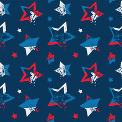 American stars seamless pattern for sport textile, clothes, wrapping paper. USA colors endless ornament with stars. Independence background. American repeat print.