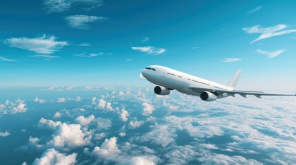 White passenger airplane flying in the sky