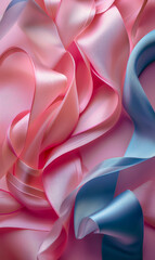 Soft pink and blue satin ribbons flowing gracefully with a silky texture.