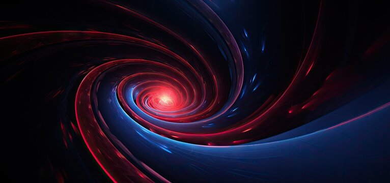 Red & Blue Nebula Swirl: Abstract Space vortex Painting, spiral cover design, on a black background